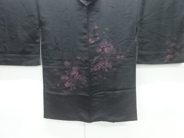 JAPANESE ANTIQUE HAORI / TAISHO ROMAN STYLE / SILK / URUSHI / WOVEN FLOWERS